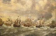 willem van de velde  the younger Episode from the Four Day Battle at Sea, 11-14 June 1666, in the second Anglo-Dutch War oil
